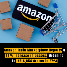 Amazon India Marketplace Reports a 33% Increase in Losses, Widening to INR 4,854 Crores in FY23