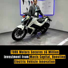 TORK Motors Secures $6 Million Investment from Maxis Capital, Boosting Electric Vehicle Innovation